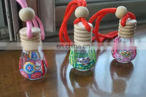 2014 hottest unique design polymer clay perfume glass bottle with cork