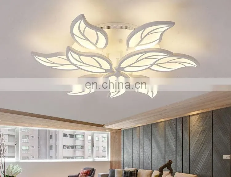White body creative Leaves ceiling chandeliers lamp for bedroom living room modern LED Ceiling Chandeliers