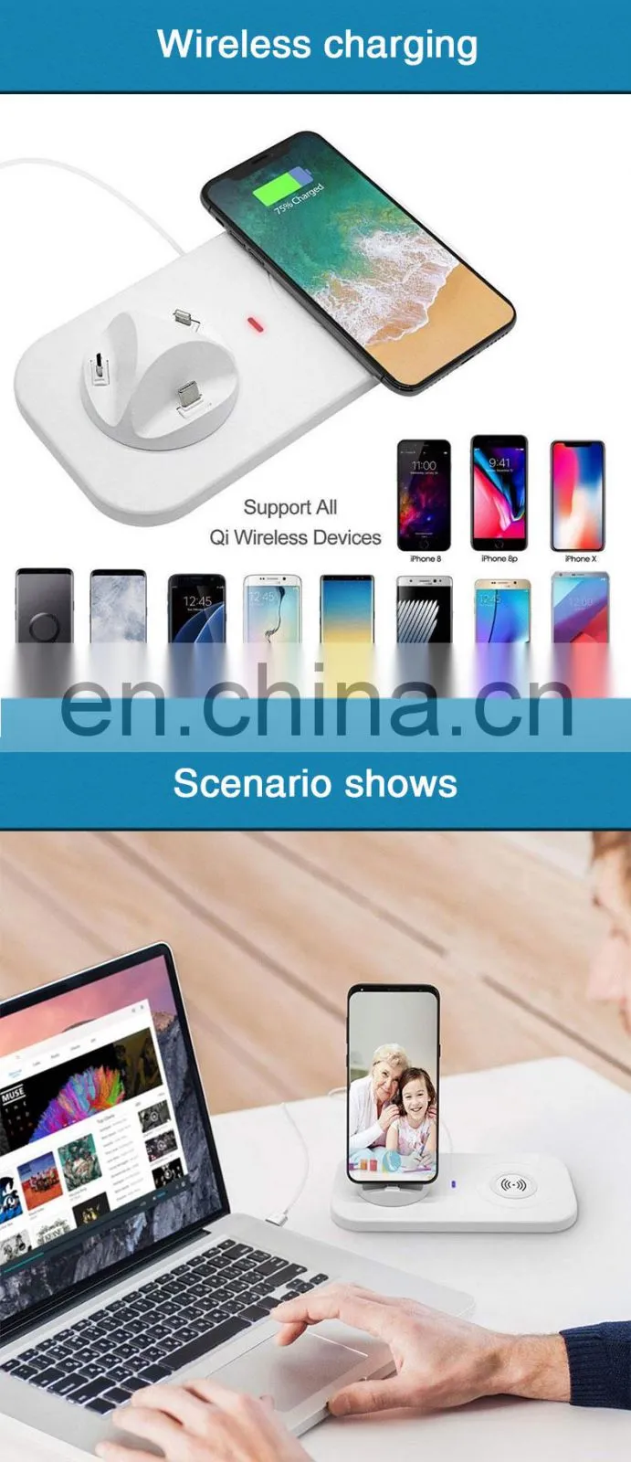 universal wireless charger wholesale for iphone new 2019 trending product charger mobile phones/earphone/Watch charger 3 in 1