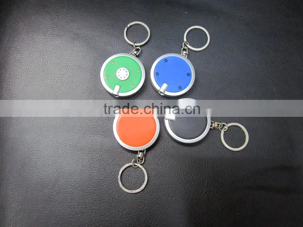 Mini Super Bright Light Round LED FlashLight with Keyring KeyChain