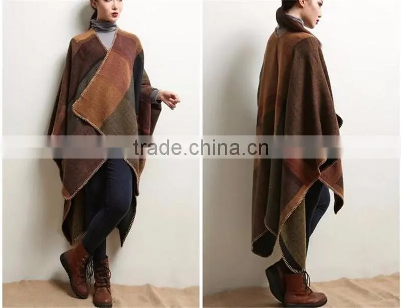 ladies oversize new style women Fashion checked colorful cape shawl