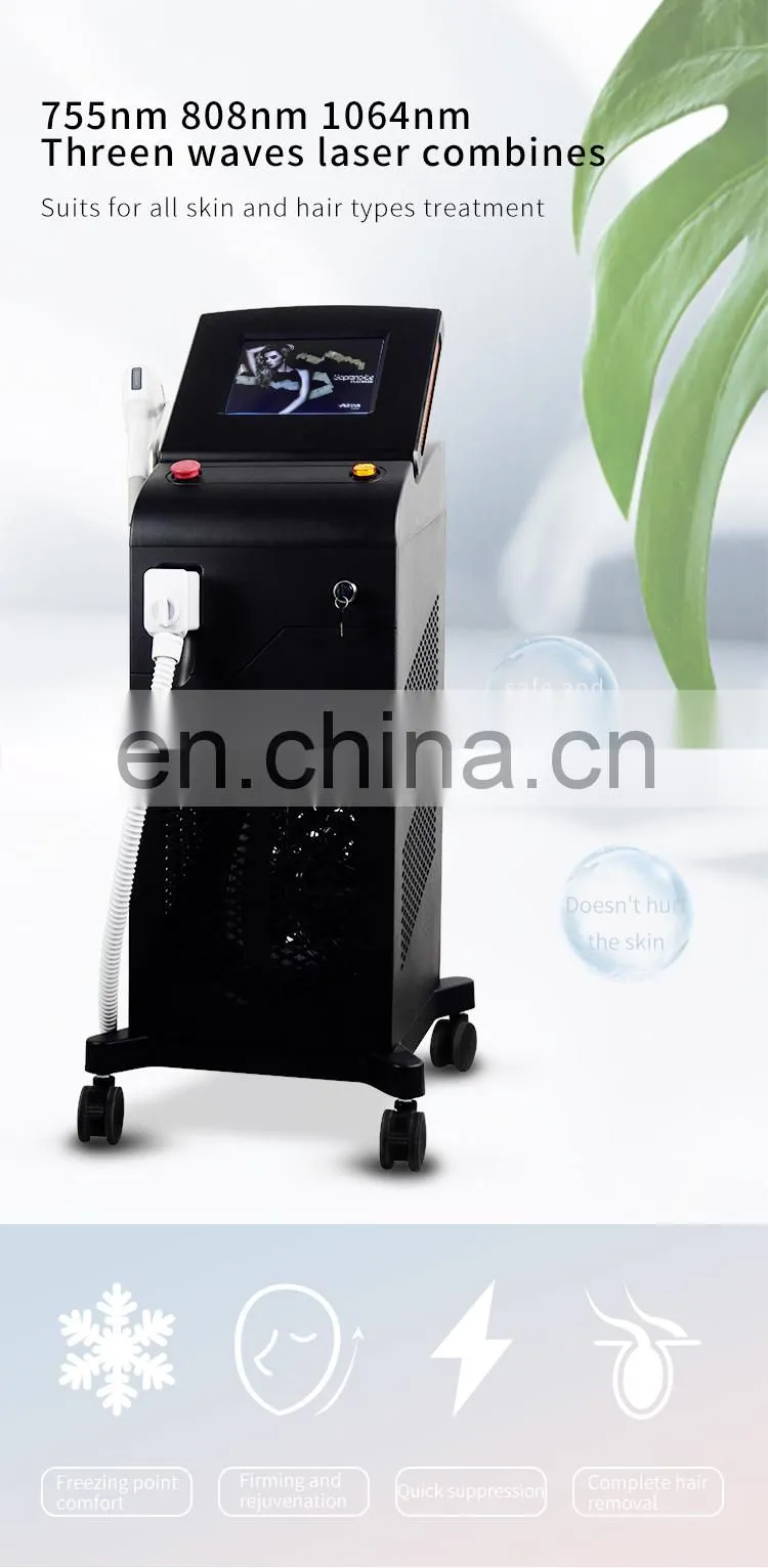 Factory price A-lma 755 808 1064 Diode Laser Hair Removal Beauty instrument Mixed 3 wavelength Suitable for all skin tones
