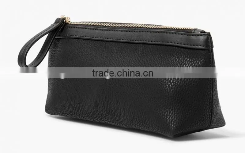 pebbled leather cosmetic bag with wristlet makeup case pouch multiple clutch purse for ladies
