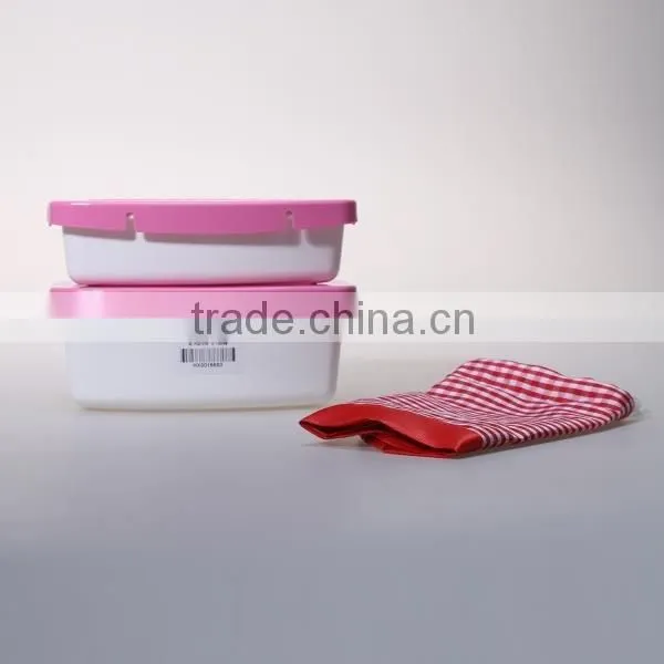 0.85L rectamgle 2-layer plastic lunch box for kids