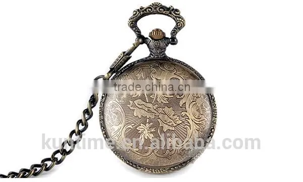 mechanical pocket watch with skull design antique pocket watch