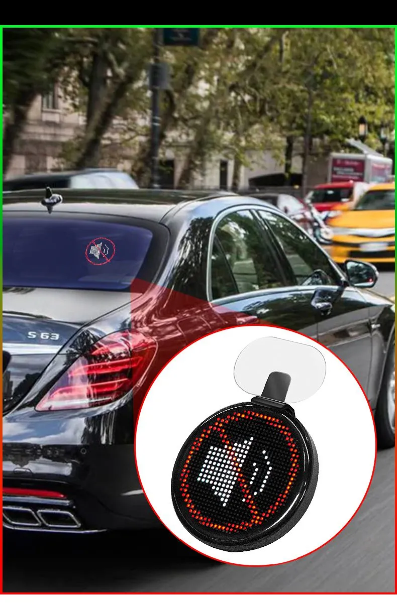 Customizable LED Display Car Rear Windshield Light Funny Car Accessories with Finger Light 5V Condition New App LED Car Sign