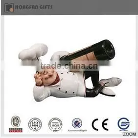 Cheap resin chef kitchenware wine bottle rack holder decoration