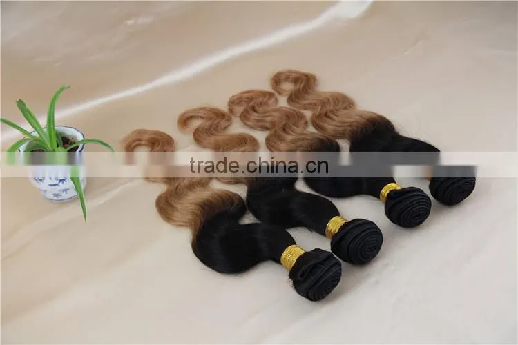 Grade 7a ombre Brazilian virgin hair packaging 100% remy human hair weave two tone color hair bundles