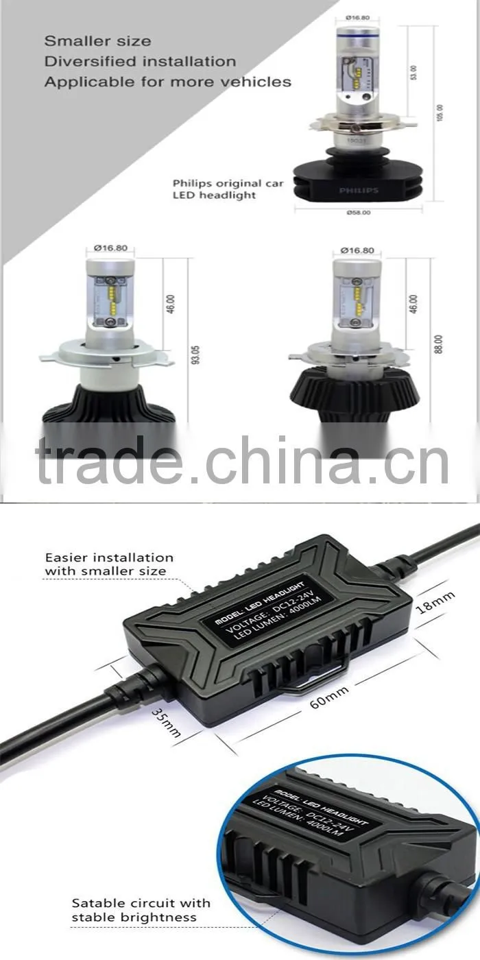 High performance 7hl led headlight 4000lm 30w 12 volt led headlight kit with 2 years warranty