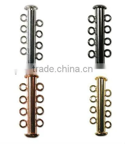 JF1263 Gold plated 2 3 4 5 strands tube slide lock clasps,necklace clasps metal slide clasps