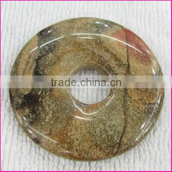 JF6879 Natural gemstone semi precious stone donut pendants