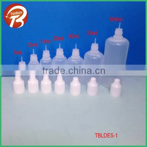 15ml LDPE plastic bottles with drip tips & childsafety caps