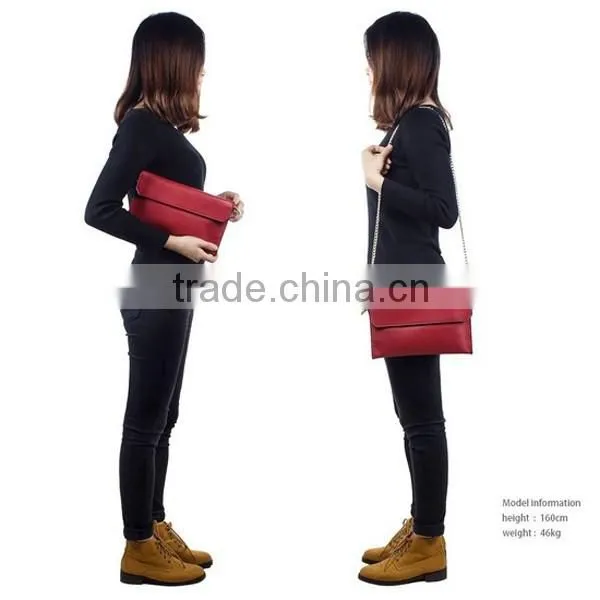 Custom red color ladies leather acrylic clutch bag envelope evening bag wholesale
