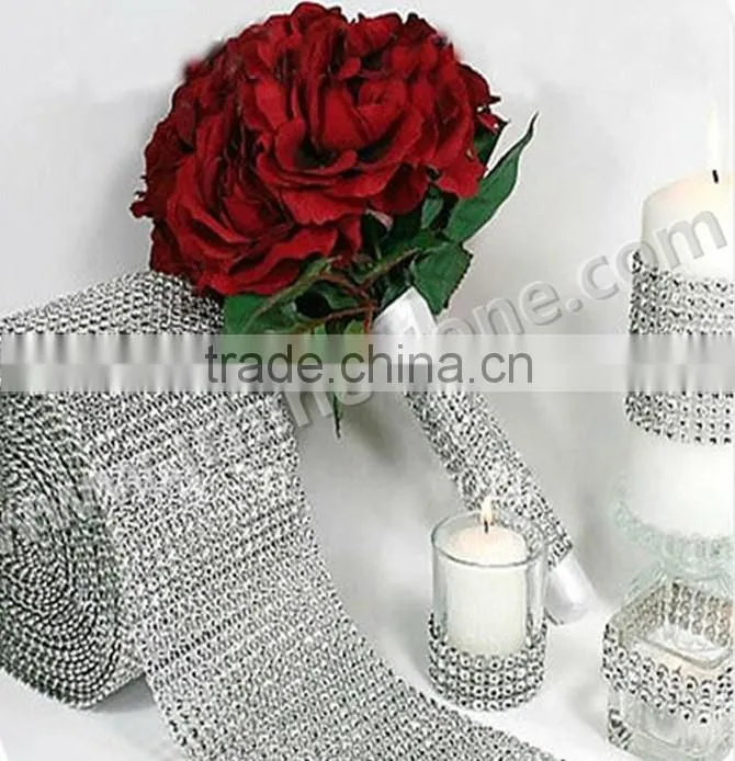 Stock available clear crystal and clear AB stretch rhinestone trimming roll, cristal mesh banding for decoration