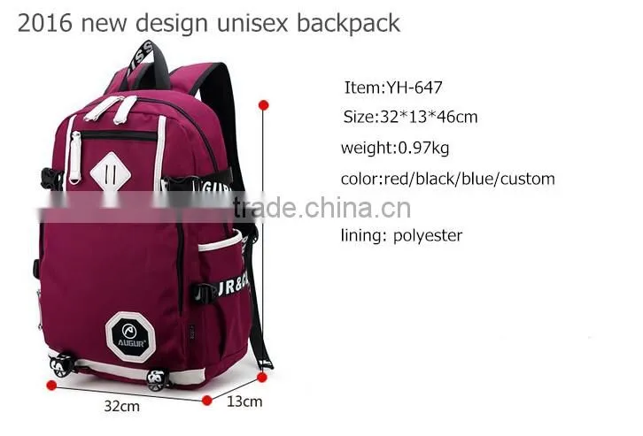 2016 New Design Korean Fashion Canvas Backpack, Teenage Backpack