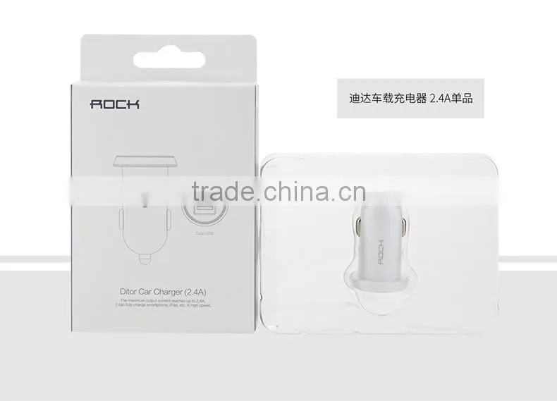 Ditor Series Car Charger Kit for Universal Mobile Phone Original Rock 2.4A Fashion Double Car Charger MT-5578