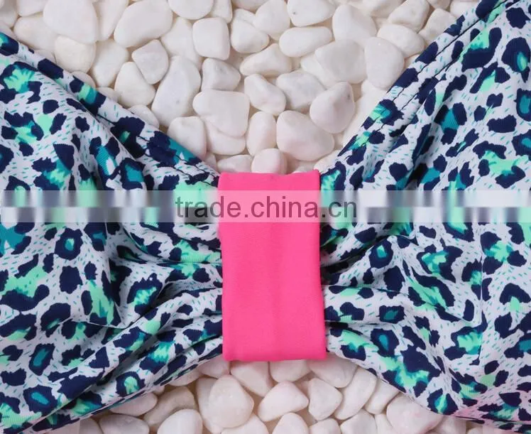 Blue leopard pattern swimwear for mature women