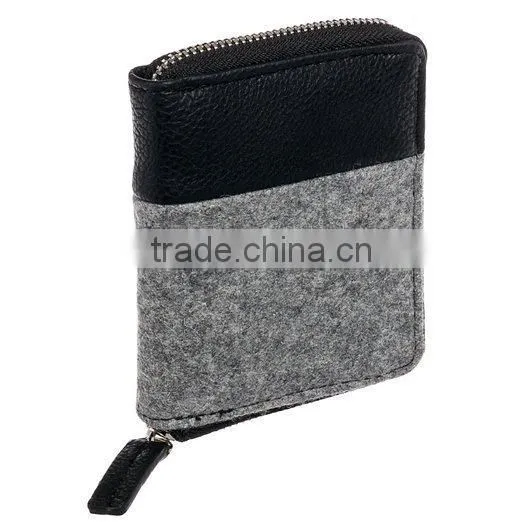High Quality Mens Zip Around Faux Leather Bifold Pouch Wallet