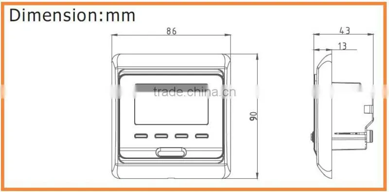 E51.42 euro general LCD hvac system display fcu fan coil temperature thermostat