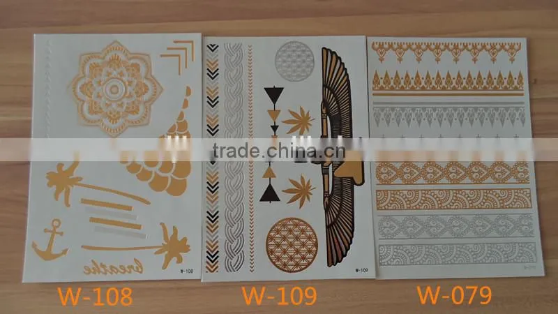 Blingbling silver tattoos Flash TattoosTemporary gold arabic tattoos wholesaler