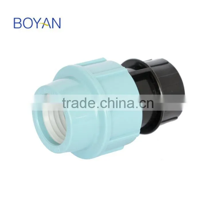 BOYAN zhejiang taizhou light blue PN16 plastic pipe fitting for irrigation compression female adaptor
