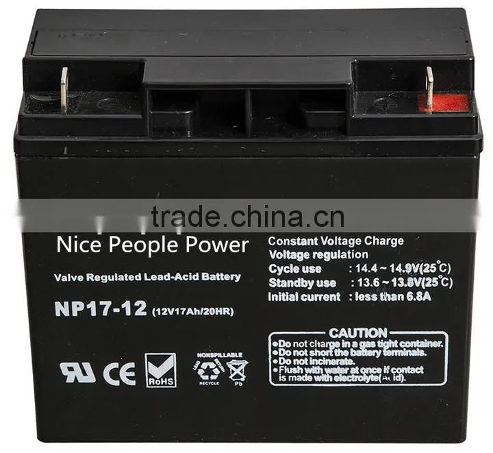12Volt deep cycle 12v 17ah 20hr battery for ups solar power