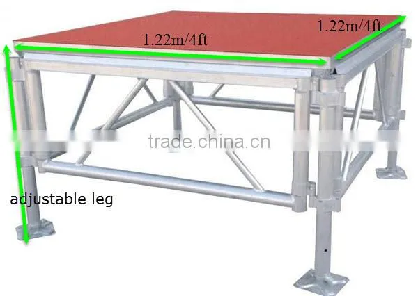 1.22x1.22m aluminum frame adjusted height portable stages