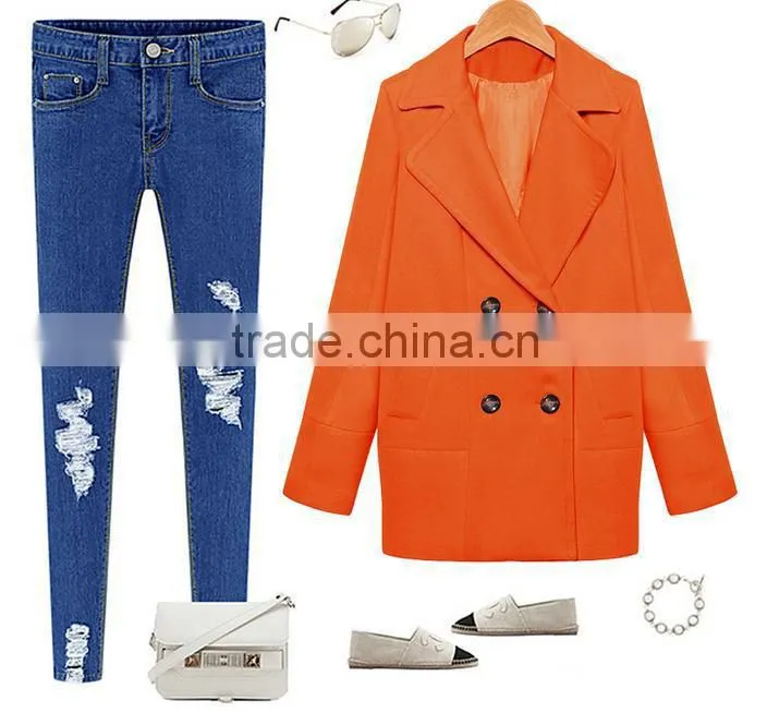 Fashion Womens Round Collar One Button Jacket Winter Long Wool Casual Overcoats