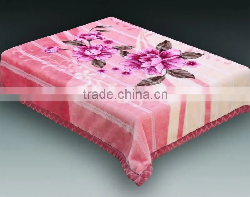 100% polyester printed &carved raschel interweave blanket