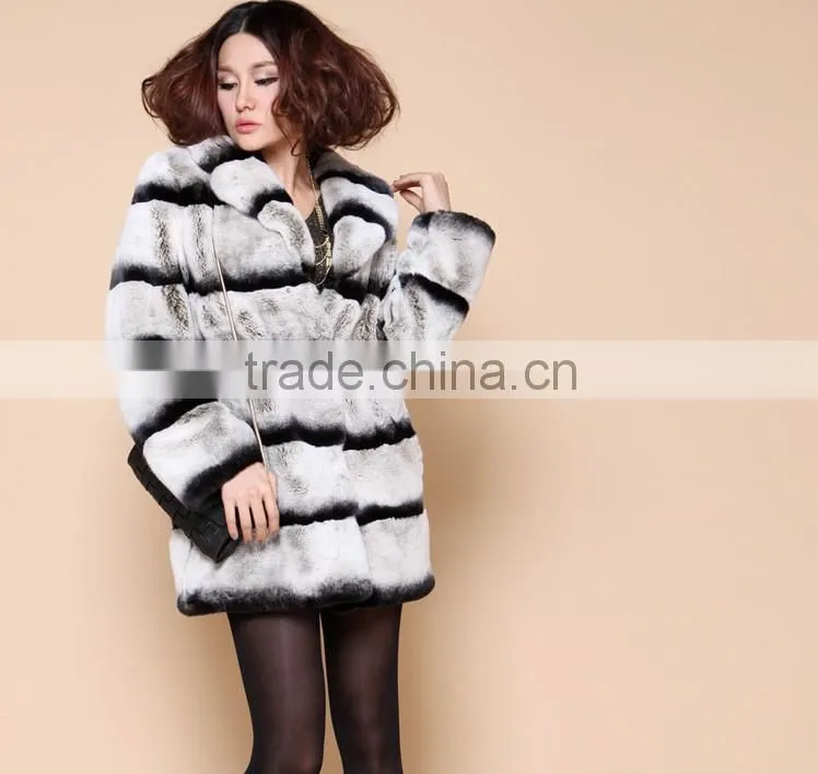 rex 14011 2014 winter women high quality Chinchilla rex rabbit coat