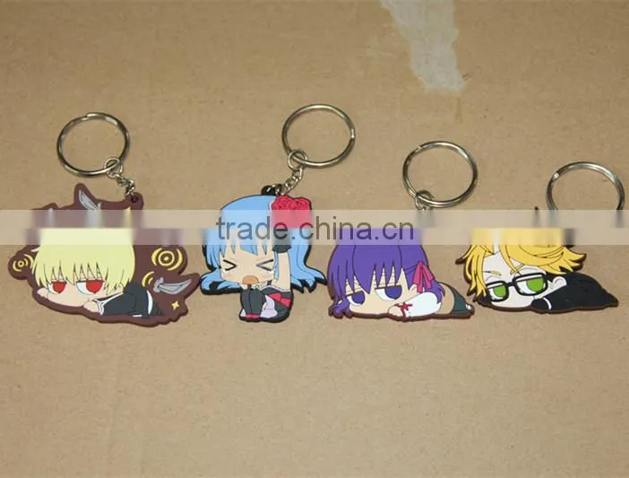 colorful 3D plastic soft pvc carton key chain