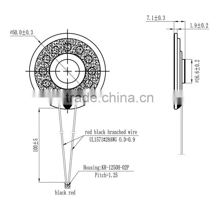 50mm 8ohm 1w waterproof mylar speaker