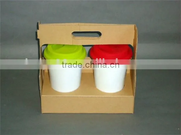 Ceramic travel mug with silicon lid, reusable coffee cup