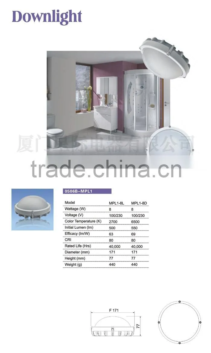 12w die casting aluminum round led bulkhead rectangular IP65 CE ROHS