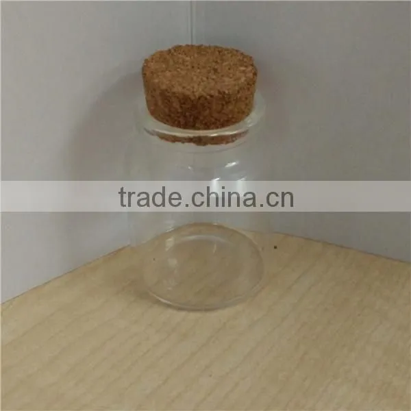 transparent 35*45mm high borosilicate glass bottle with wood cork