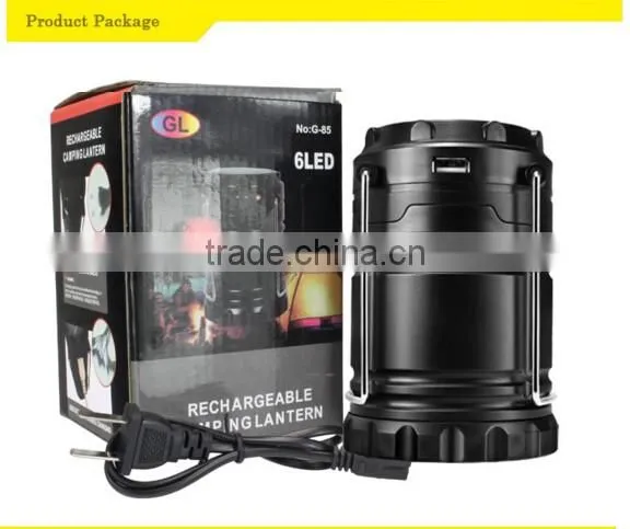 Portable&rechargeable led solar camping light with cellphone charger