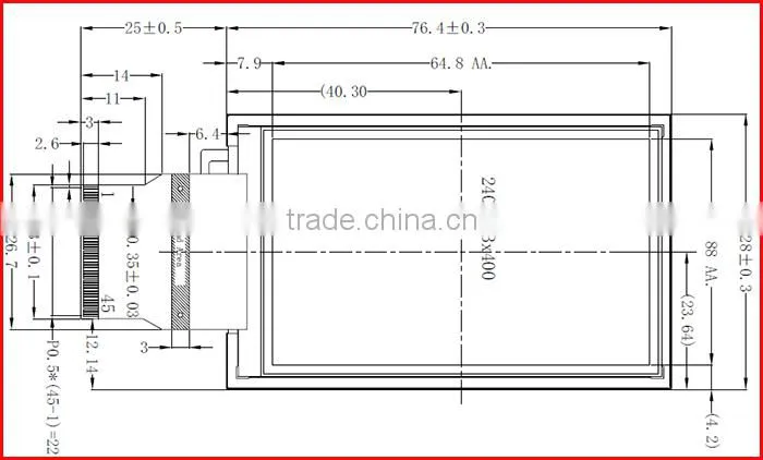 3.0inch 240*400 MCU interface tft outdoor transflective screen