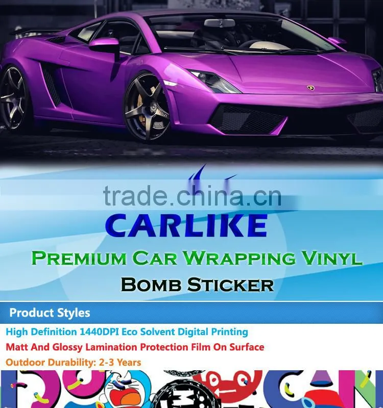 HD-033 CARLIKE Air Free Fashionable Car Wrapping Snoopy Printing Bomb Sticker Film