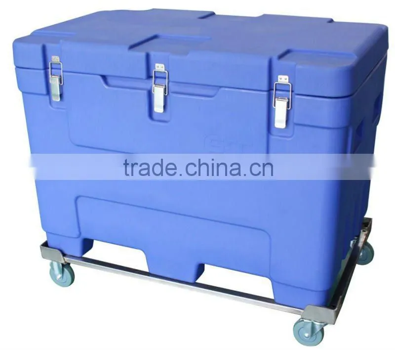 Heavy duty dry ice box on wheels/with dolly, dry ice container