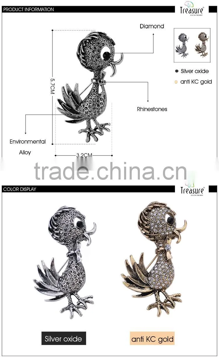 2015 new products New model with high quality Duck rhinestone brooch for vintage jewelry