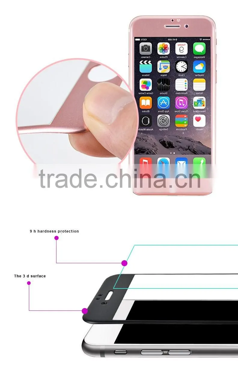 2016Full Cover Granular 9H hardness tempered glass for iphone6 6s 0.33mm Carbon Fibre color Tempered glass screen protector