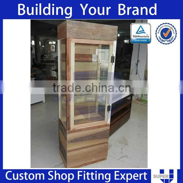 Tailor made vintage style showcase wooden retail sunglass display counter