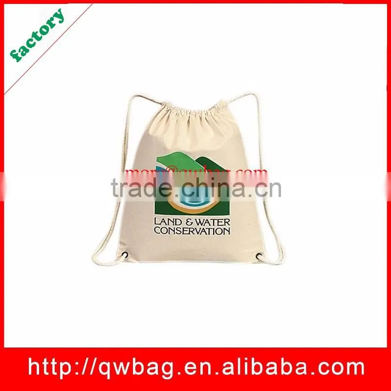 Factory custom eco-friendly school sport backpack cotton drawstring bag