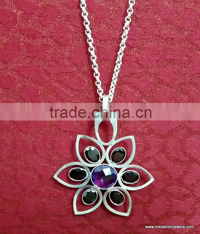 Tanzanite Oval Cabochon 925 Solid Sterling Silver Necklace, Designer Sterling Silver Gemstone Necklace, Gemstone Necklace