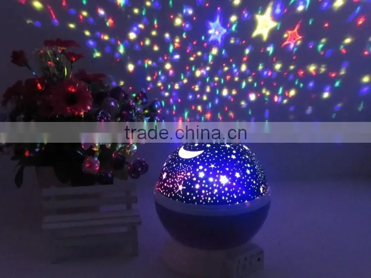 Bright Colours 360 Degree Moon Star Projection Night Light - Kids Baby Bedroom and Nursery - Great Gift Idea