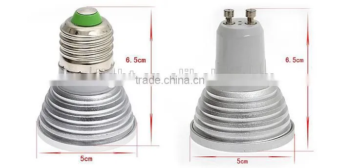 CE MR16 GU10 E27 rgb spotlight led 3W with IR remote control