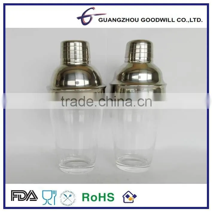 2016 CE/FDA Safe Transparent stainless steel acrylic plastic cocktail shaker