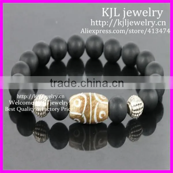 KJL-BD5220 Hot Selling Matte Onyx Agate round beads Bracelet White Jade beads Stretch bracelet