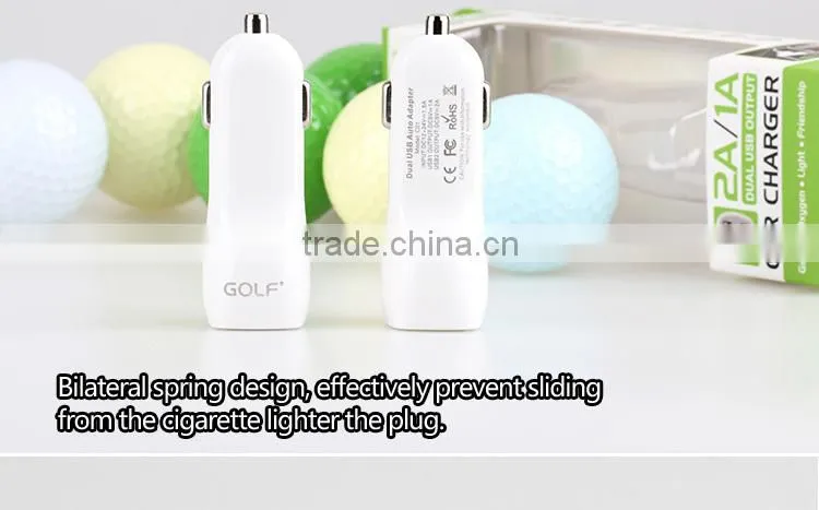 Hot sellling 5v 2a dual usb output universal mini car charger for ipad and mobile phone