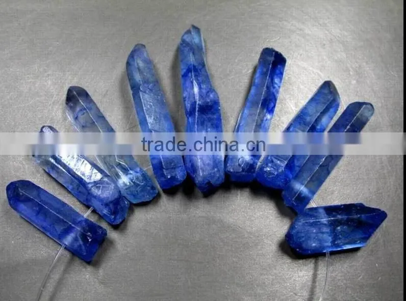 CHARMING BLUE AURA QUARTZ CRYSTAL POINT FOR NECKLACE Wolesale